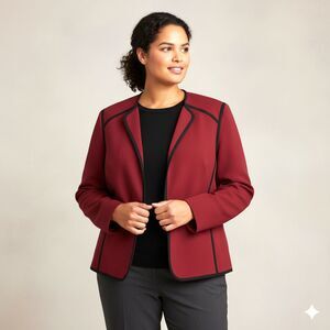 Evan Picone Black Label Women's Size 18 Open Blazer Jacket Cranberry Red Lined